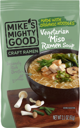 Mike's Mighty Good Savory Miso Soup bowl steaming, ready in minutes.