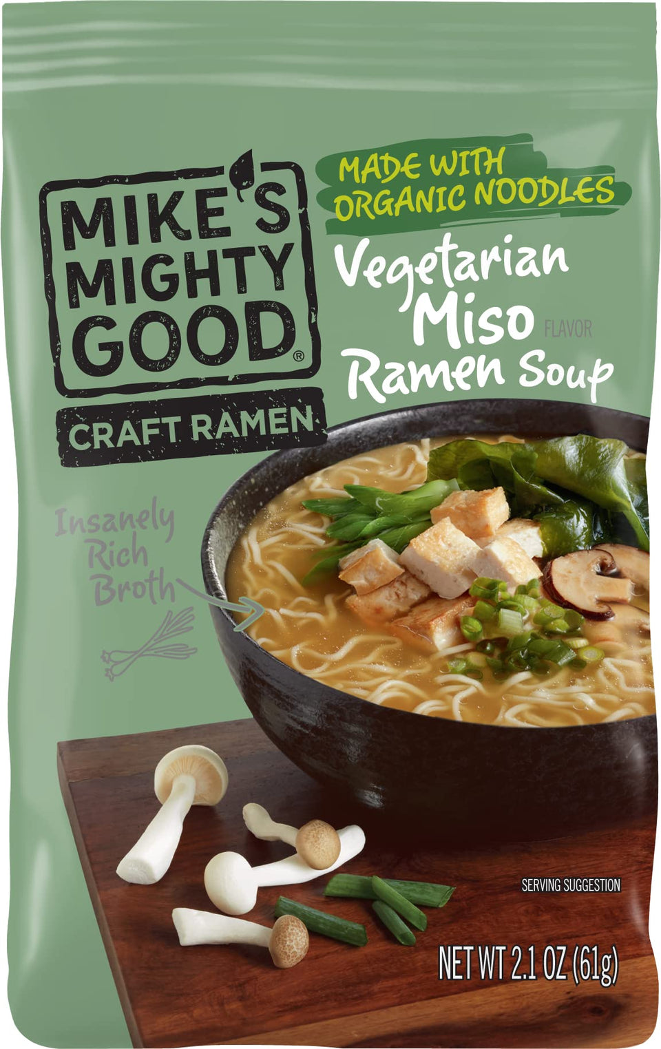 Mike's Mighty Good Savory Miso Soup bowl steaming, ready in minutes.