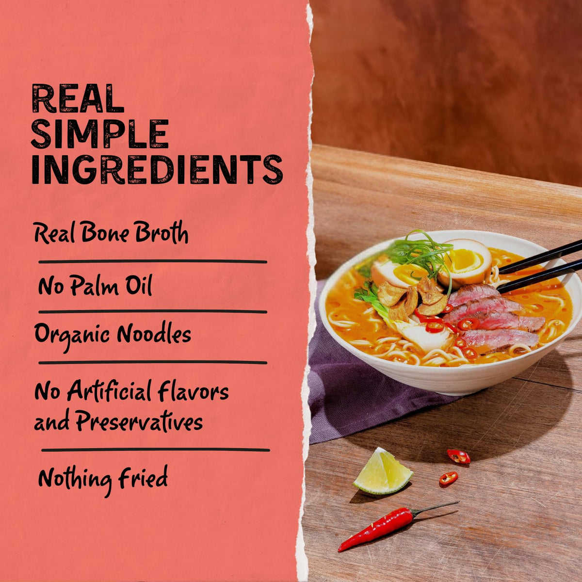 Mike's Mighty Good ramen cup uses clean ingredients with no palm oil or artificial flavors.