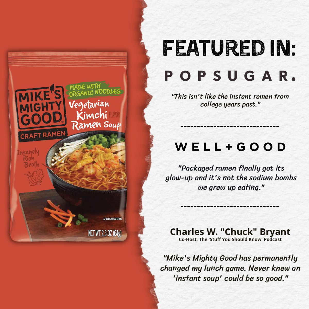 Mike's Mighty Good spicy kimchi flavor bowl with steam, bold vegan comfort.