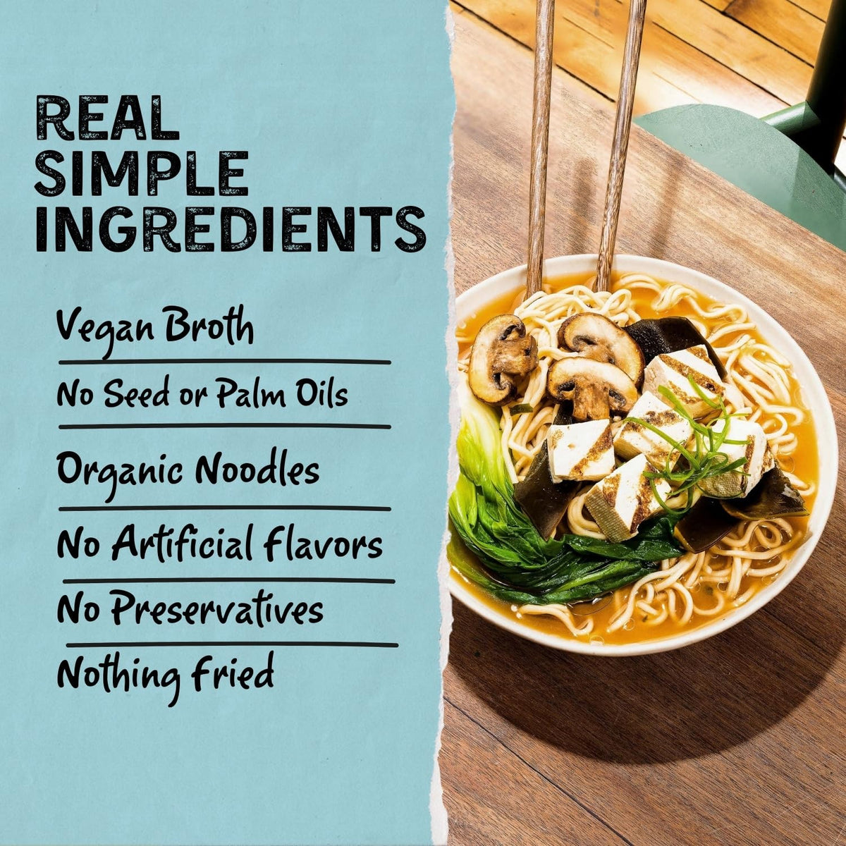 Mike’s Mighty Good Vegan Miso Ramen Cup ready in minutes on kitchen counter.