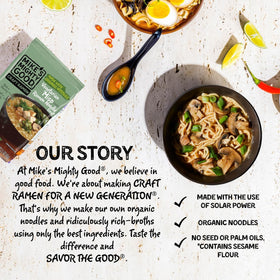 Mike's Mighty Good Vegan ramen broth, rich miso flavor.