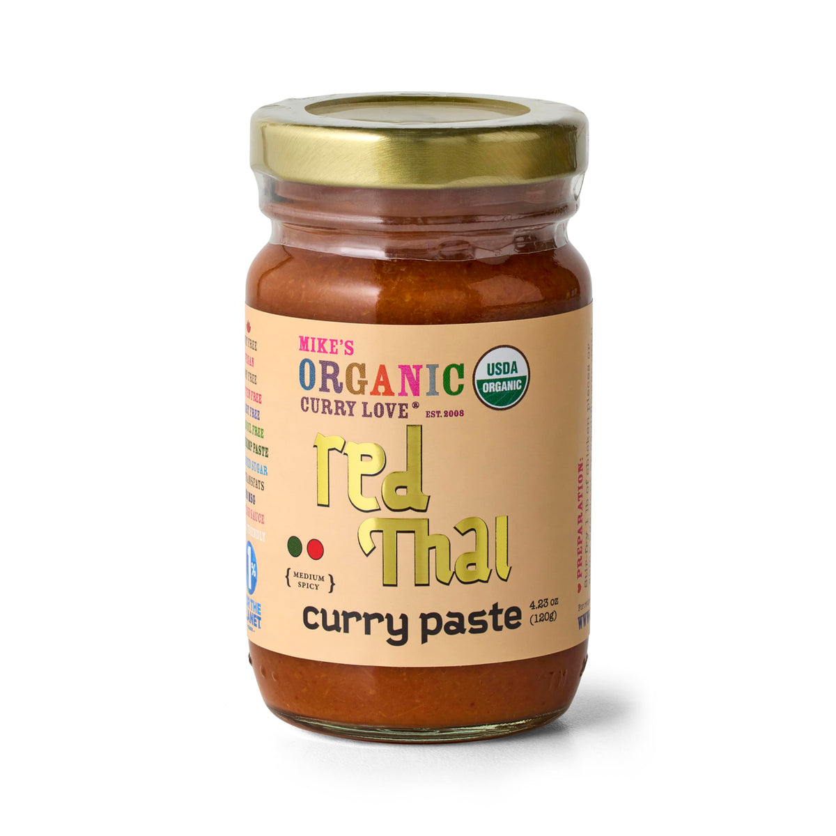MIKE'S Organic Red Thai Curry Paste bottle for quick, authentic weeknight curry.