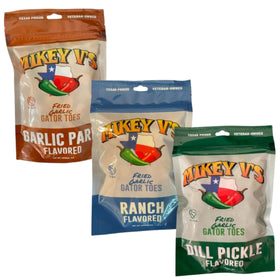 Mikey V's Gator Toes Dill Pickle bundle front view, tangy crunch ready