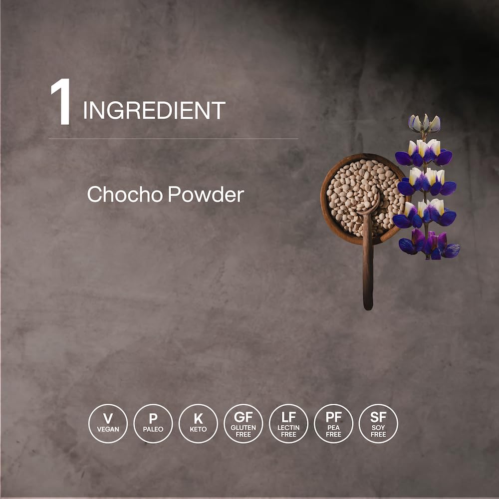 Mikuna Chocho powder in a bowl ready to mix into smoothies or baking.
