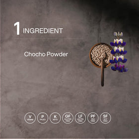 Mikuna Chocho powder in a bowl ready to mix into smoothies or baking.