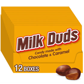 Milk Duds chocolate and caramel boxes arranged for gift-ready display