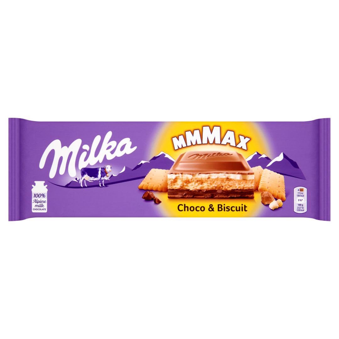 Milka chocolate bar with cookies packshot, 300g size, great for sharing