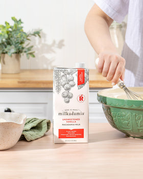 Milkadamia Macadamia Milk Unsweetened Vanilla added to a smoothie for extra creaminess