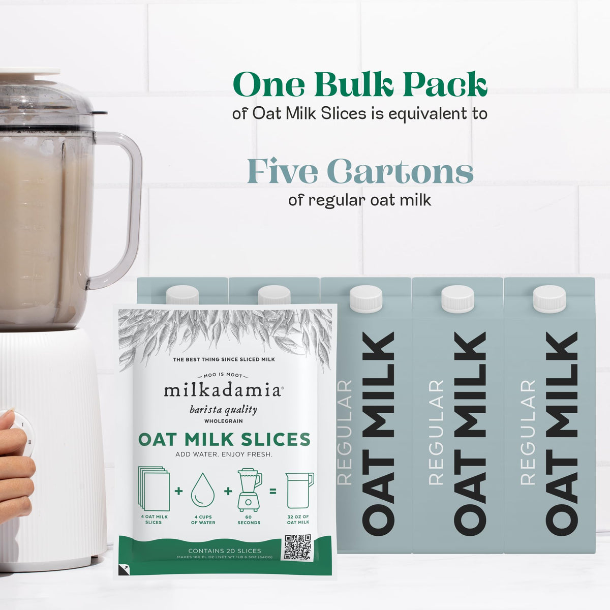 Milkadamia Oat Milk Slices ready to blend with water for oat milk.