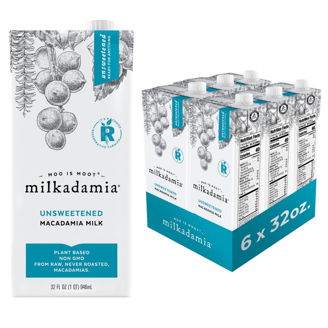 Milkadamia unsweetened macadamia milk bottle with creamy texture and zero sugar for everyday use.