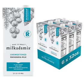 Milkadamia unsweetened macadamia milk bottle with creamy texture and zero sugar for everyday use.