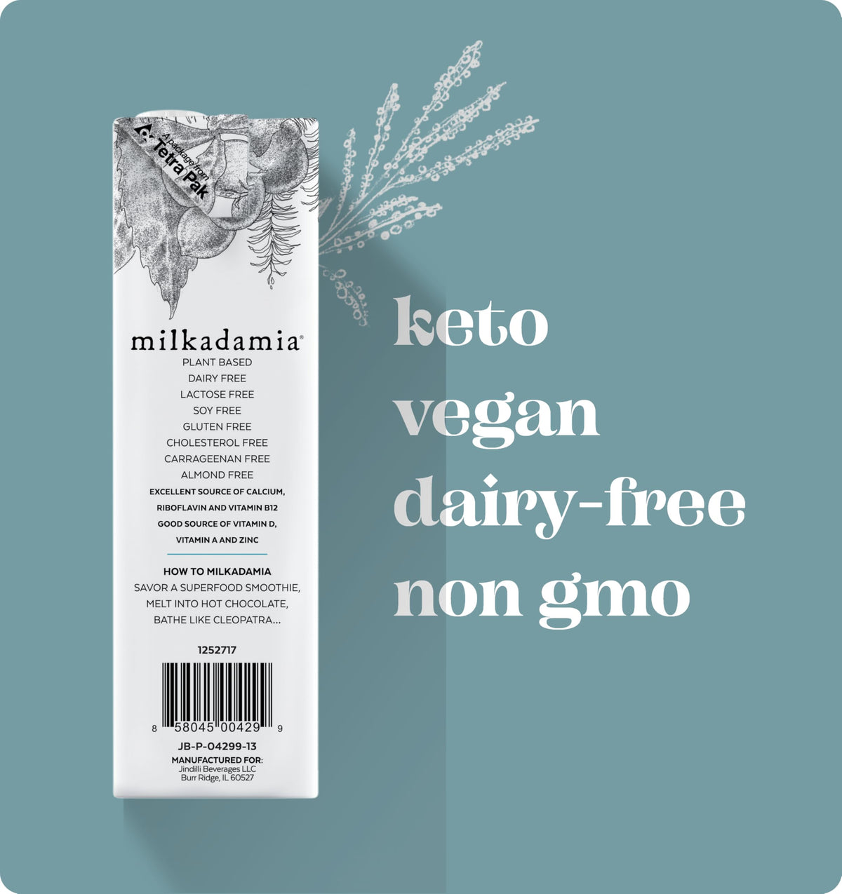 Milkadamia unsweetened macadamia milk coffee add-in for smooth, sugar-free lattes.