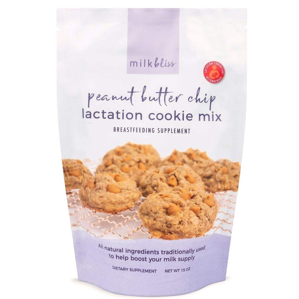 MilkBliss peanut butter chip lactation cookie mix pack shot for convenient lactation support