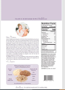 MilkBliss soft-baked cookie closeup, chewy texture for a convenient lactation snack.