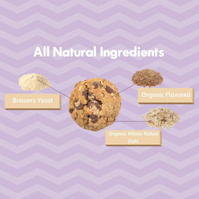 MilkBliss ingredients: oats, flaxseed, brewers yeast for a nourishing snack.