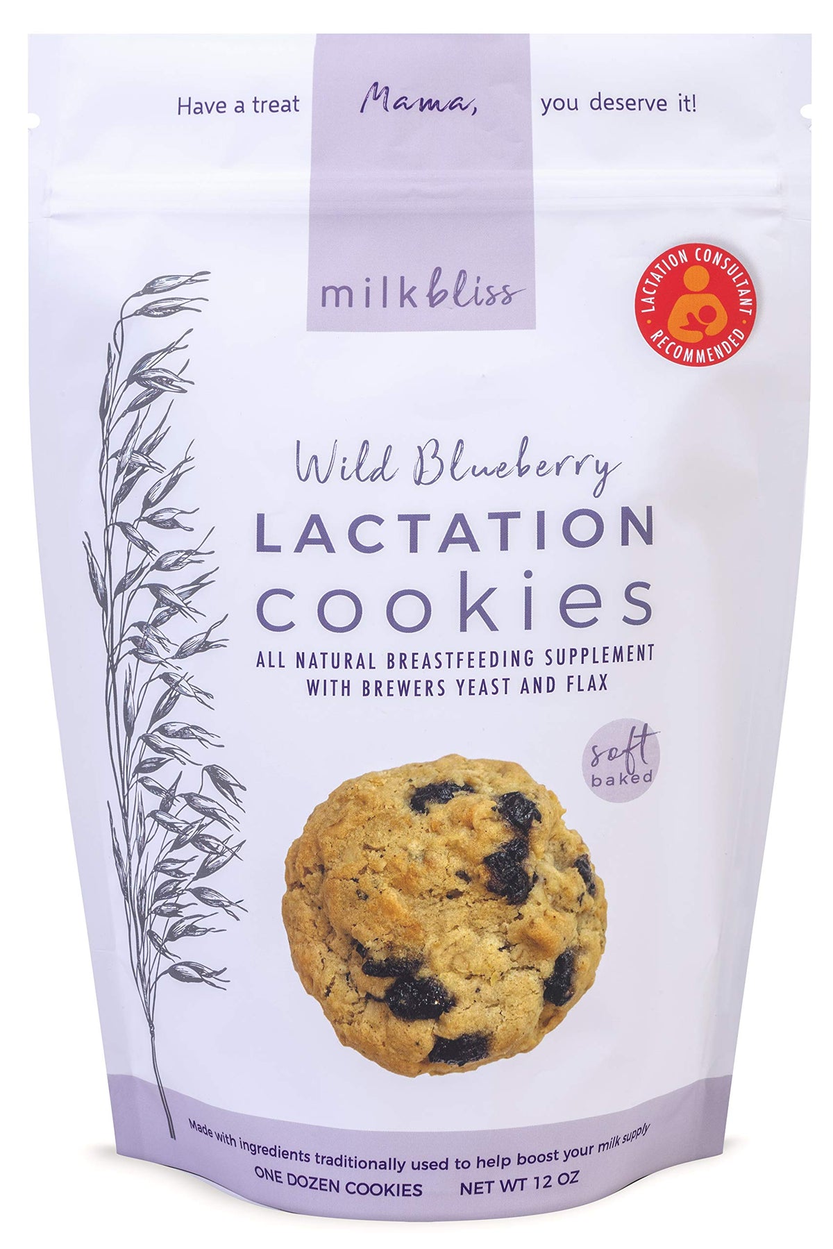 MilkBliss Wild Blueberry cookies pack, ideal for busy breastfeeding moms