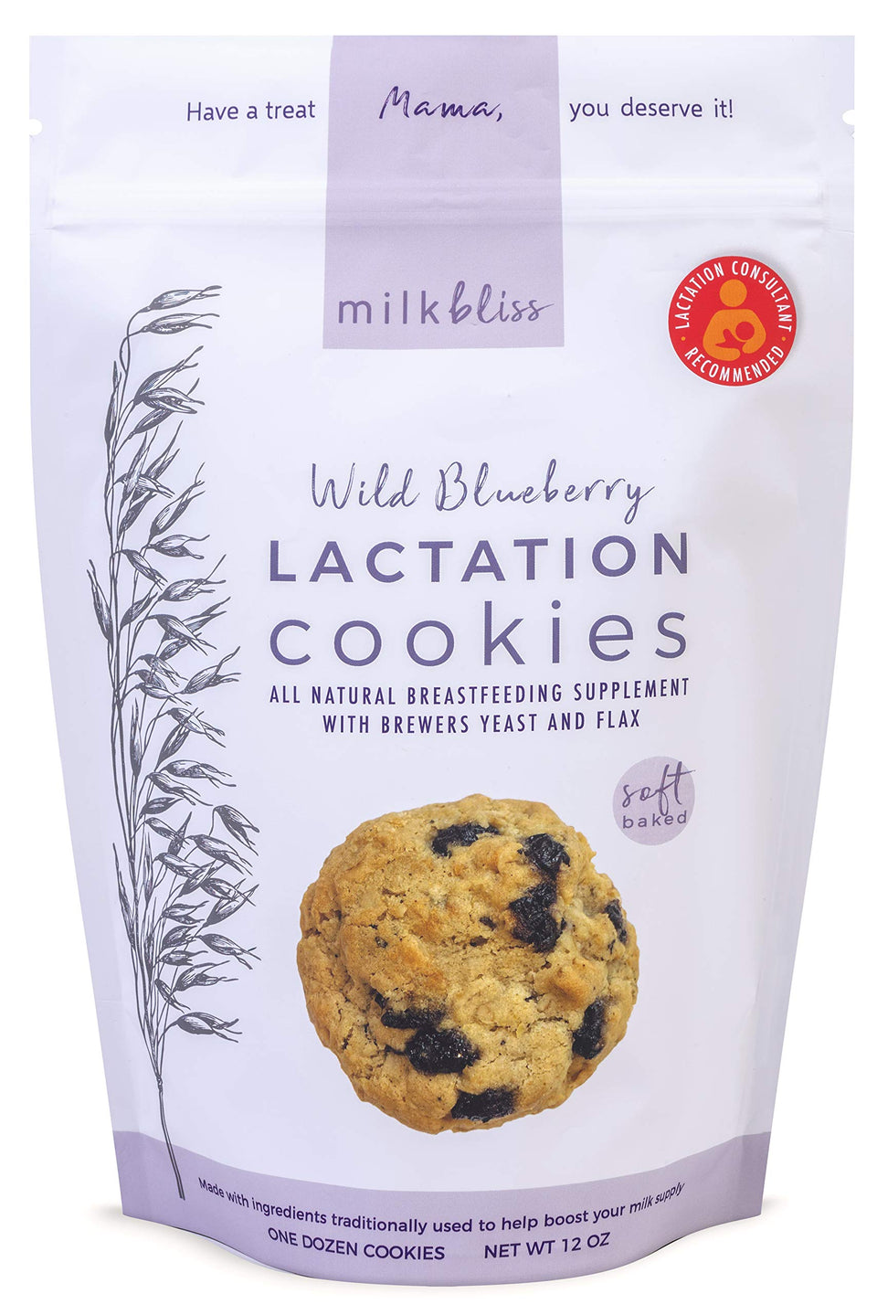 MilkBliss Wild Blueberry cookies pack, ideal for busy breastfeeding moms
