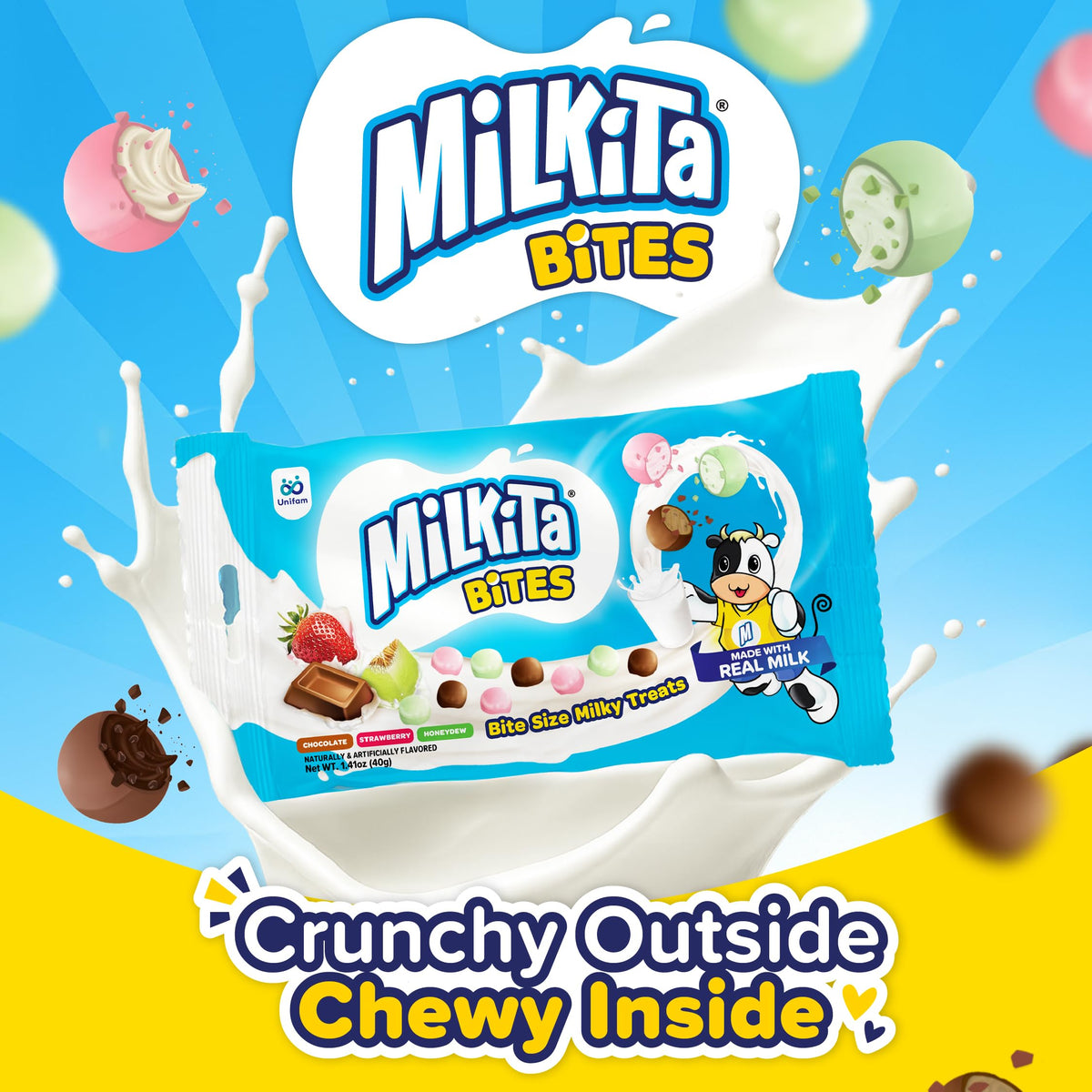 Milkita Bites honeydew pack, gluten-free milk candy snack