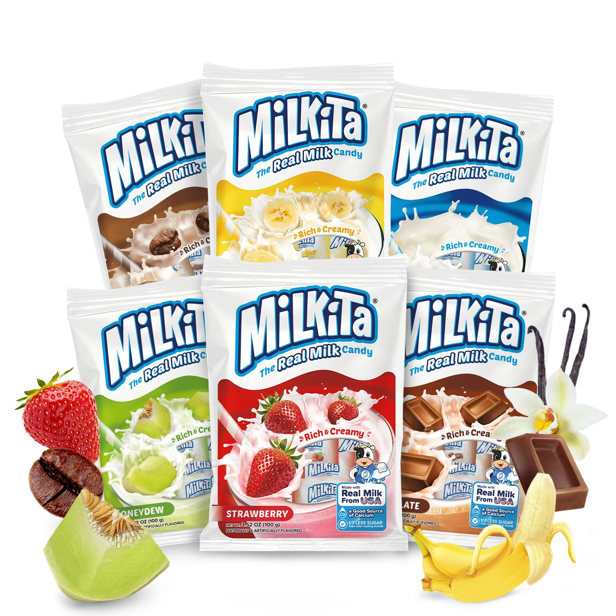 Milkita creamy assorted milk candy packaging highlights bulk convenience for sharing.
