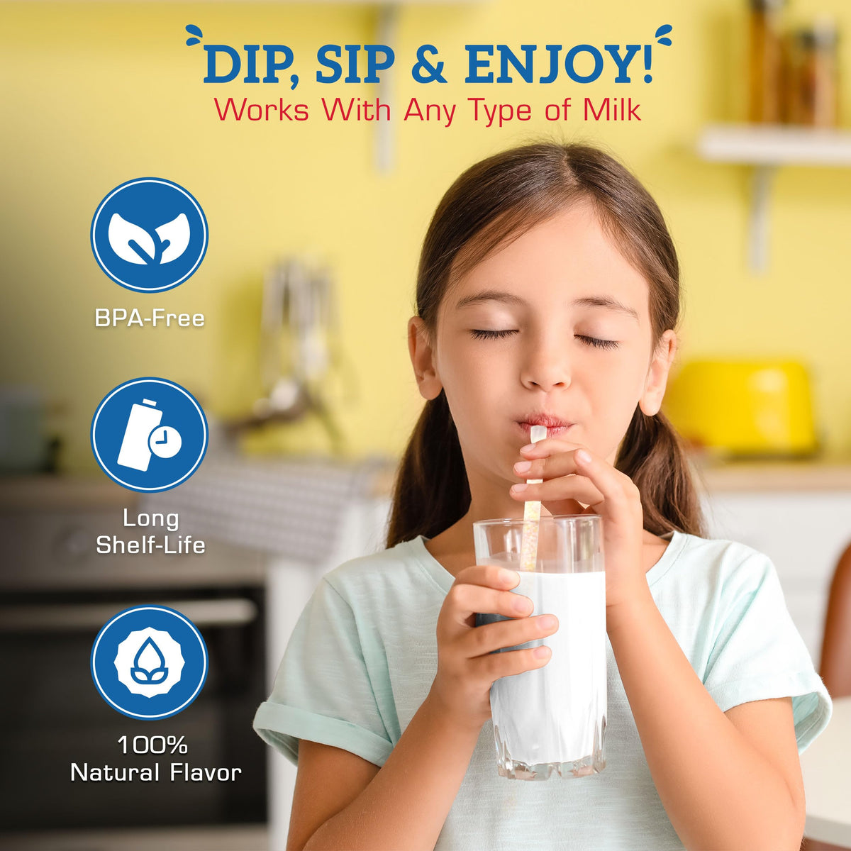 Family mealtime with Milky Sip straws making milk fun.