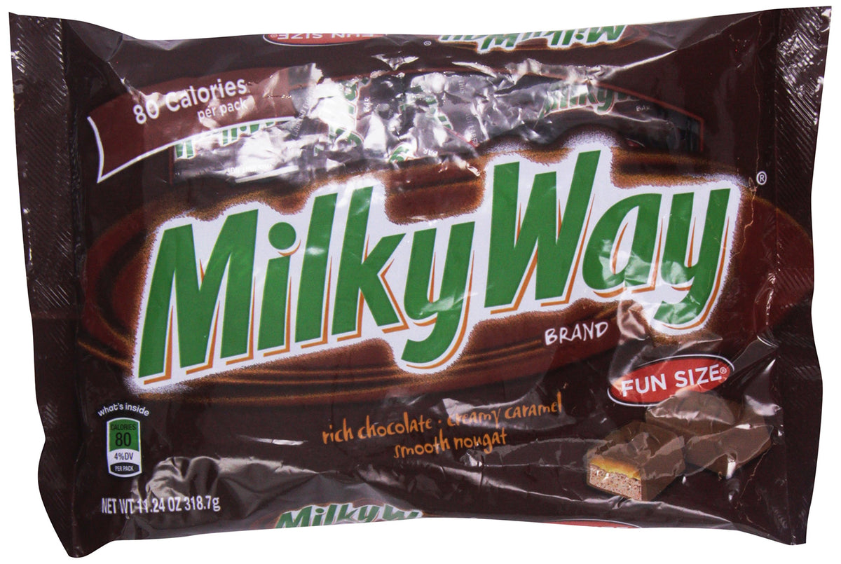 Milky Way Fun Size Snacks pack shows portable, chocolate goodness for lunch boxes.