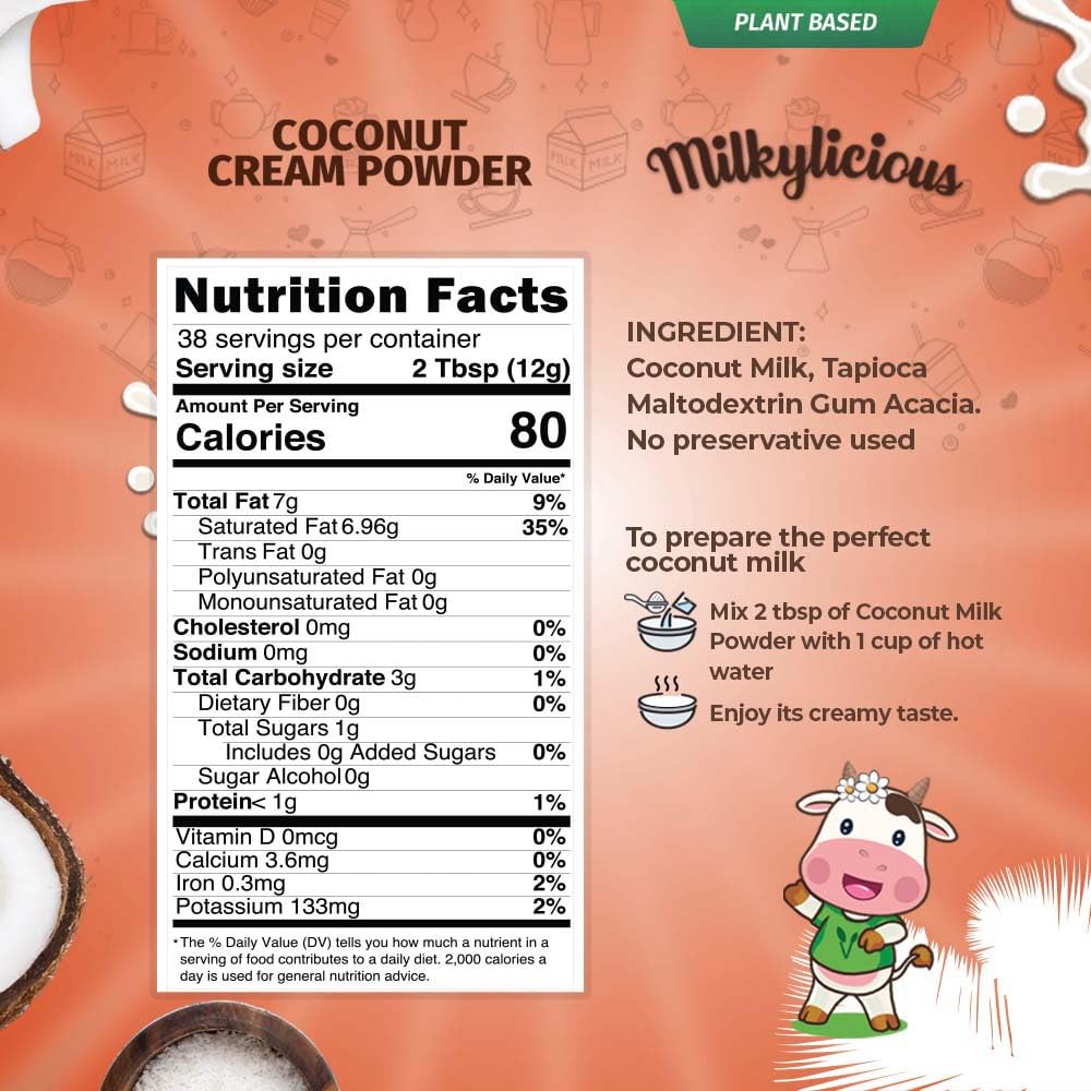 Milkylicious coconut cream powder dissolving in water for mess-free cooking.