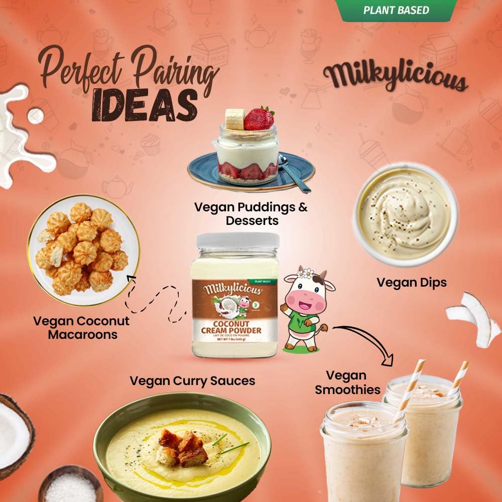 Milkylicious coconut cream powder in smoothie, delivering creamy texture.