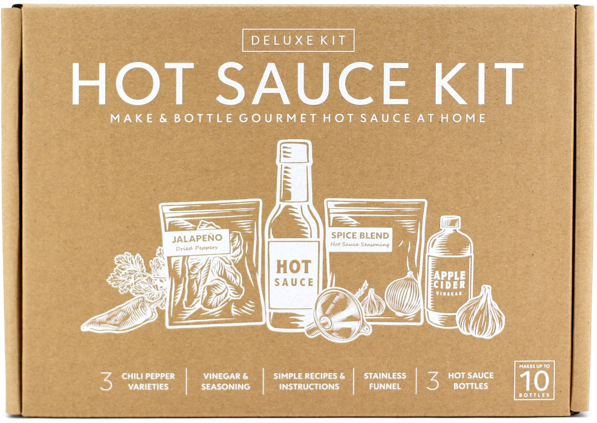 Millhouse Deluxe Hot Sauce Kit 16 labels to customize bottles.