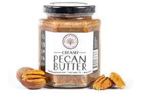 Millican Pecan Pure Fresh Pecan Butter jar shows creamy spread for easy, rich flavor.