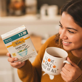 Millie's Sipping Broth keto-friendly cup emphasizes quick intermittent fasting-friendly soup base.