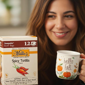 Millie's Spicy Tortilla Sipping Broth hot water mug ready in minutes.