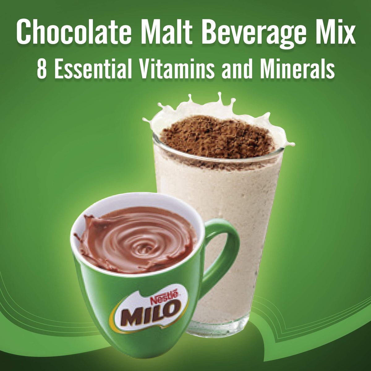 MILO mix with milk image shows easy 3-teaspoon preparation