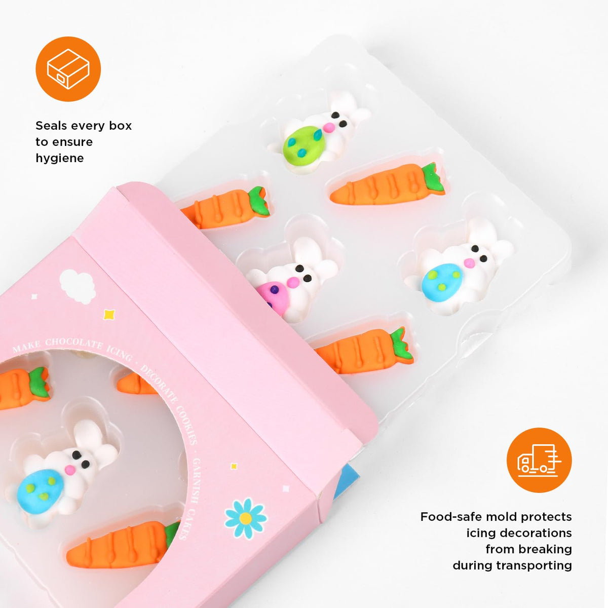 Milovin dessert decorations box protects toppers during shipping