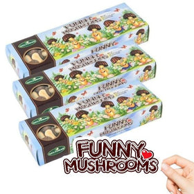 Miltonas mini mushroom cookie closeup emphasizes crunchy texture and rich chocolate.