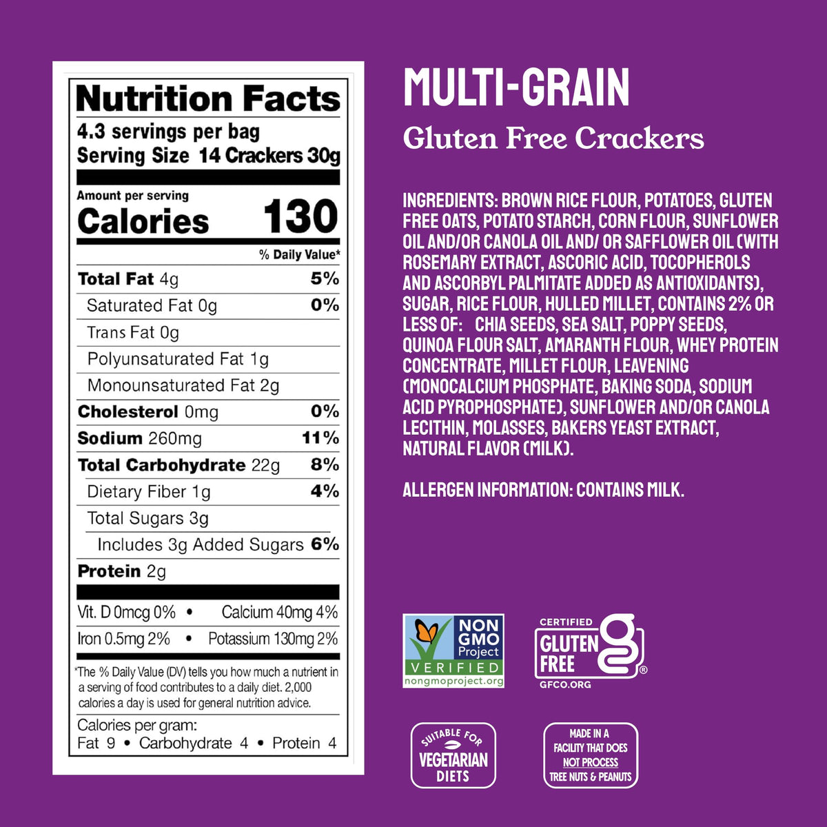 Milton’s Craft Bakers Crackers Everything, savory flavor for dips and toppings.