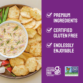Milton’s Craft Bakers Crackers Resealable Bag keeps crispness fresh.