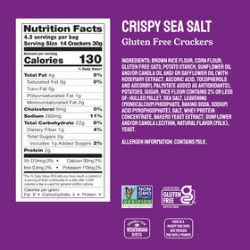 Milton's Craft Bakers Gluten Free Crackers sea salt close-up, five grains and light crunch for snacking
