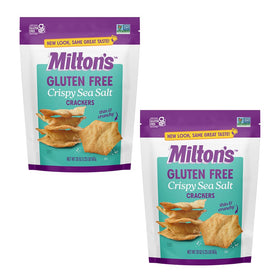 Milton's Craft Bakers Gluten Free Crackers sea salt front view, crisp texture ideal for dipping
