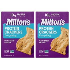 Milton's Protein Crackers Everything pack shot, protein-packed snack option