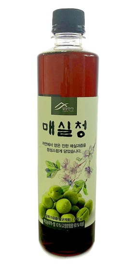 Milyang Maesil Cheong bottle on shelf for cooking and tea use.