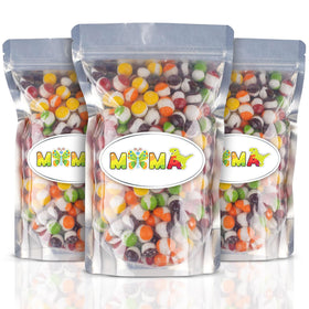 MiMa freeze dried asteroids in a colorful assorted fruit candy, crisp bites for on-the-go snacking