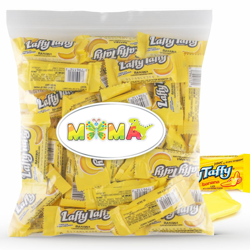 MIMA MIMA banana taffy wraps in a 1lb bulk pack for party favors.
