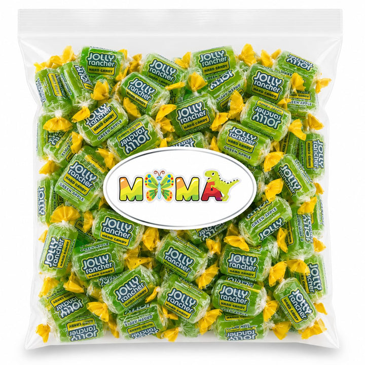 MIMA MIMA green apple hard candy bulk bag, perfect for gifting or party favors.