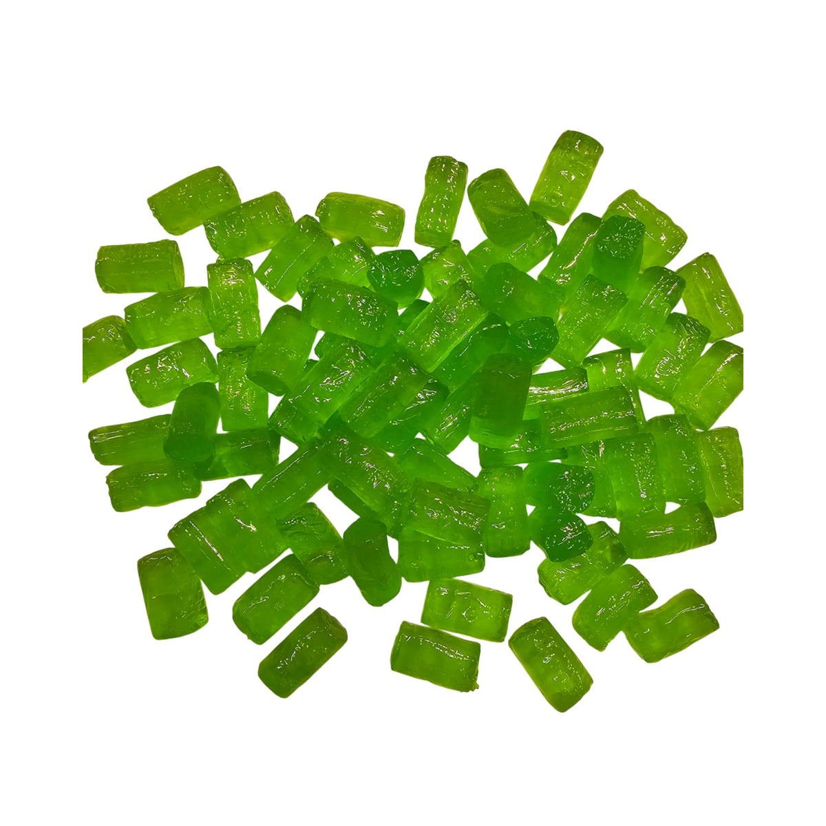 Jolly Rancher-inspired green apple candy visuals, ideal for display bowls.