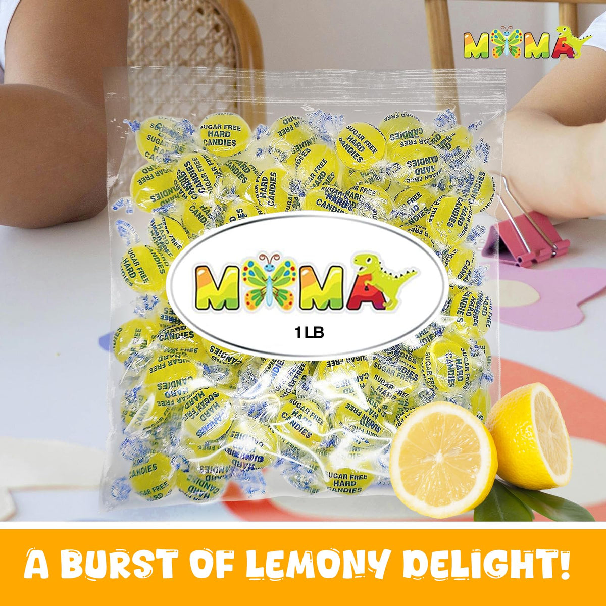 MIMA MIMA sugar-free lemon drops 1 lb bulk pack for parties, events, or office treats.