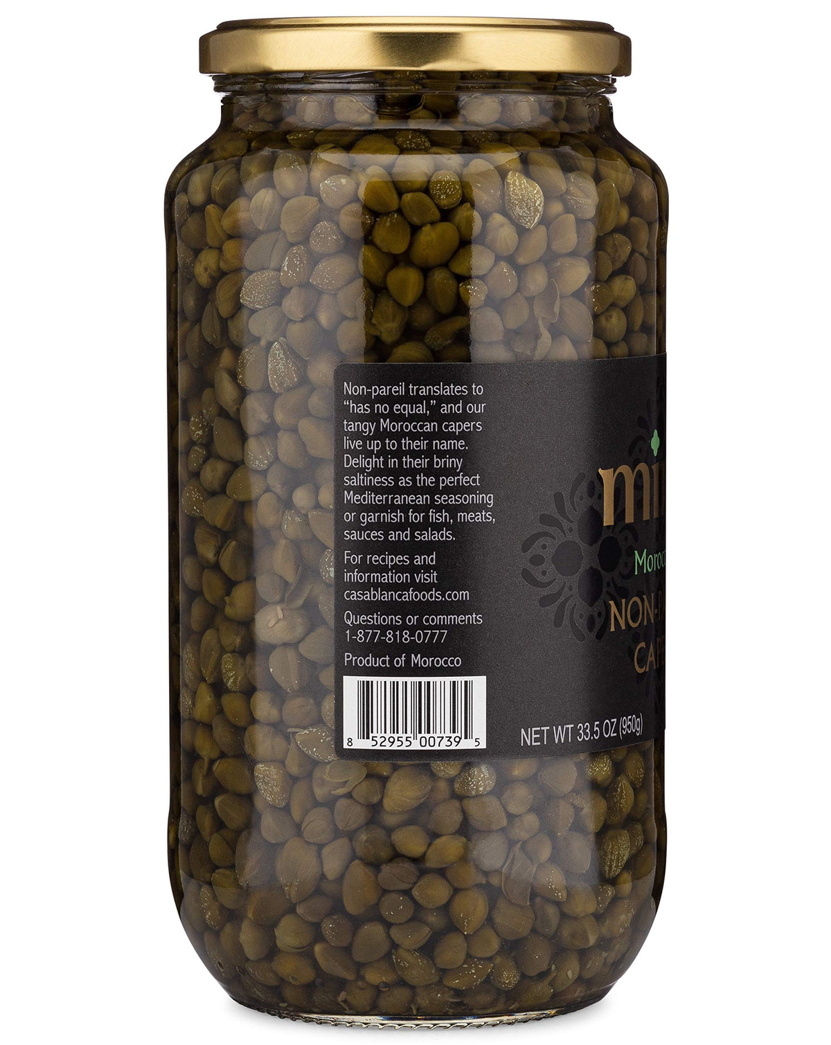Mina Capers Non Pareil emerald pearls ready to elevate salads and sauces.