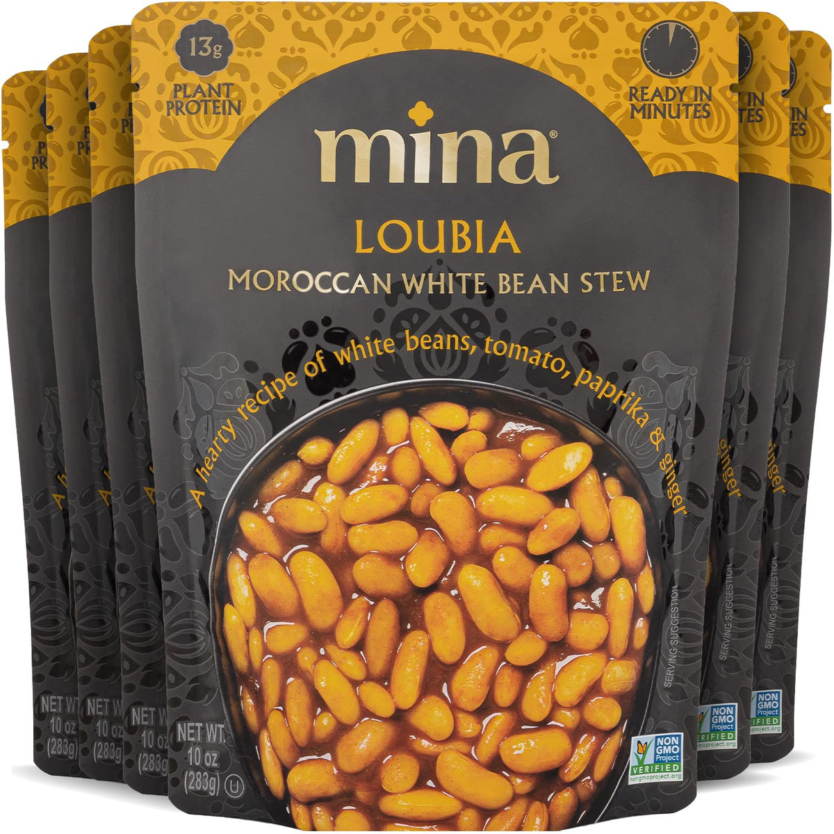 Mina Loubia stew front can view, quick protein-packed meal option.