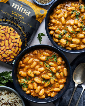 Mina Loubia stew kosher label visible for dietary needs.