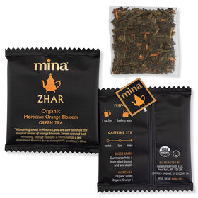 Mina Moroccan flavor with floral citrus aroma in cup.